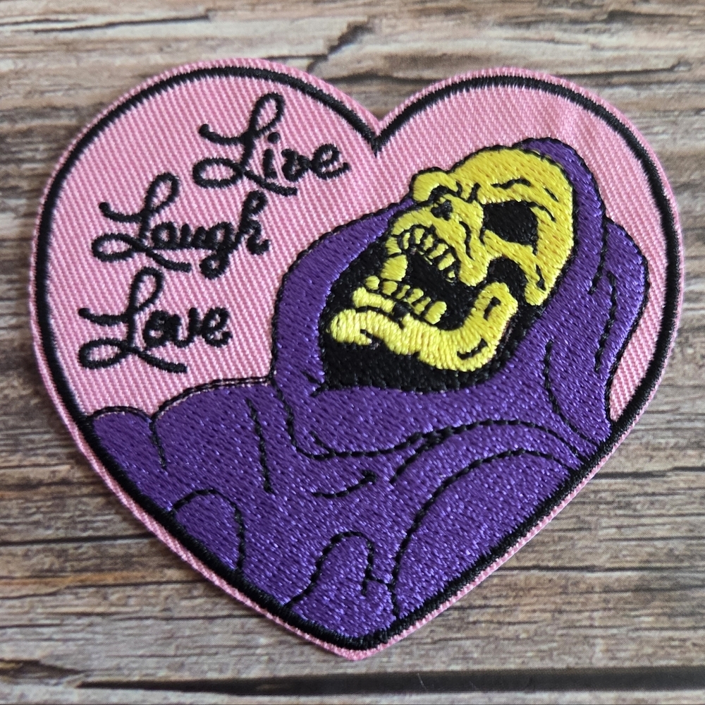 Live Laugh Love Skeletor 90s 80s Cartoon Embroidered Iron on Patch